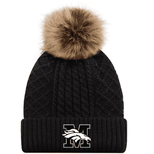 1E140L Acrylic/Polyester Satin Women's Pom Pom Toque - Black/Beige
