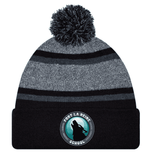 9M069M Acrylic Roll Pom Pom Toque - Black/Charcoal